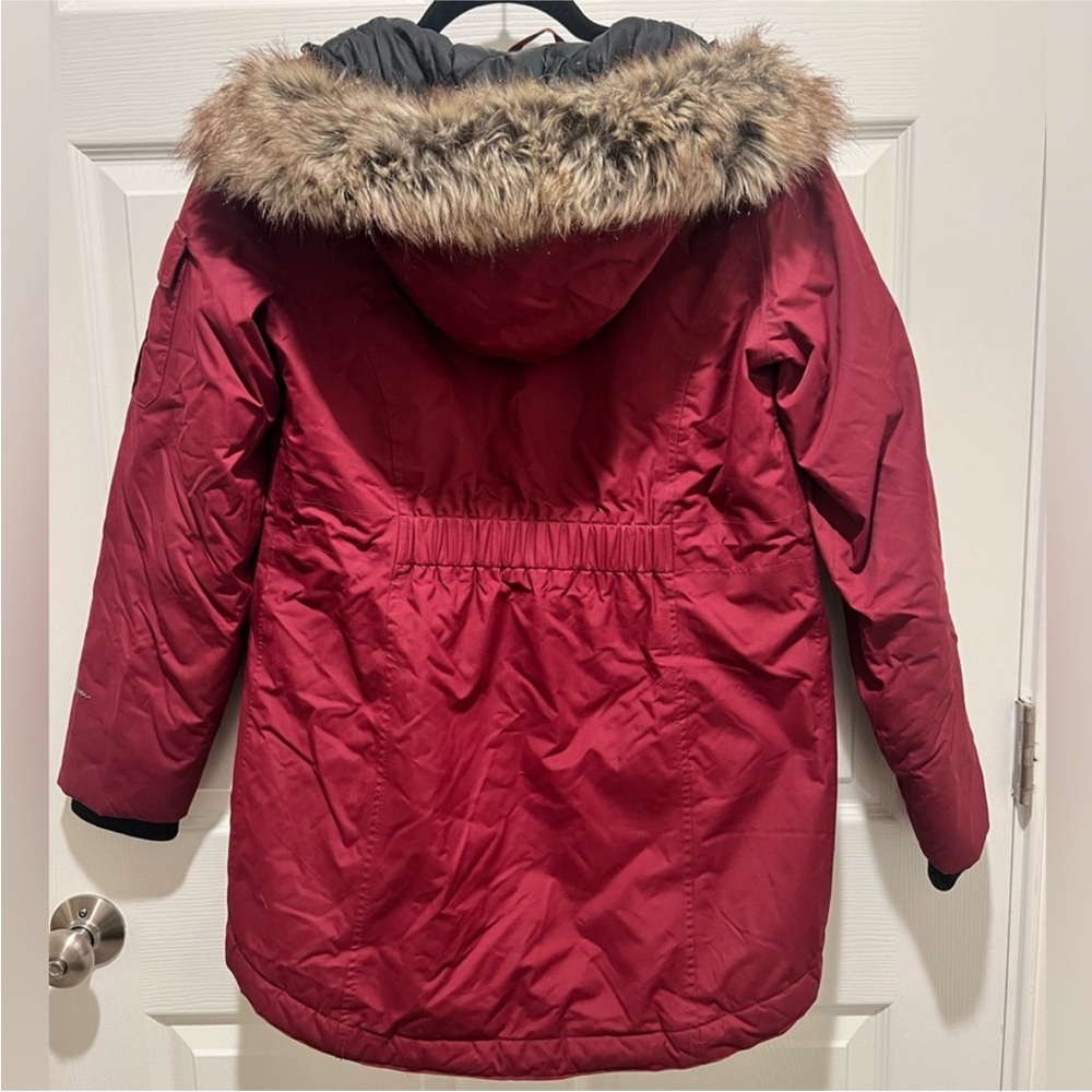EDDIE BAUER Superior III Down Parka with Faux Fur Hood Dark Berry Small - Picture 8 of 10